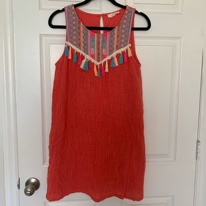 Boho Entro (Anthropologie) Dress with Colorful Tassels